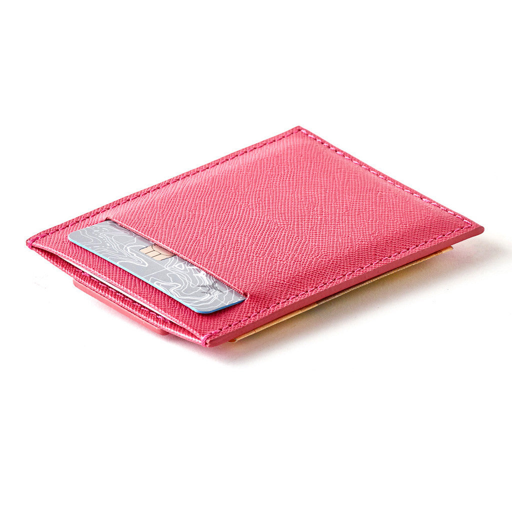 Pink Minimalist Card Holder for Women, Small Card Wallet for